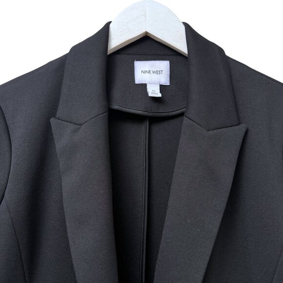 Nine West Womens Blazer Size Medium Black Stretch Ponte Knit Career Jacket - Picture 4 of 9